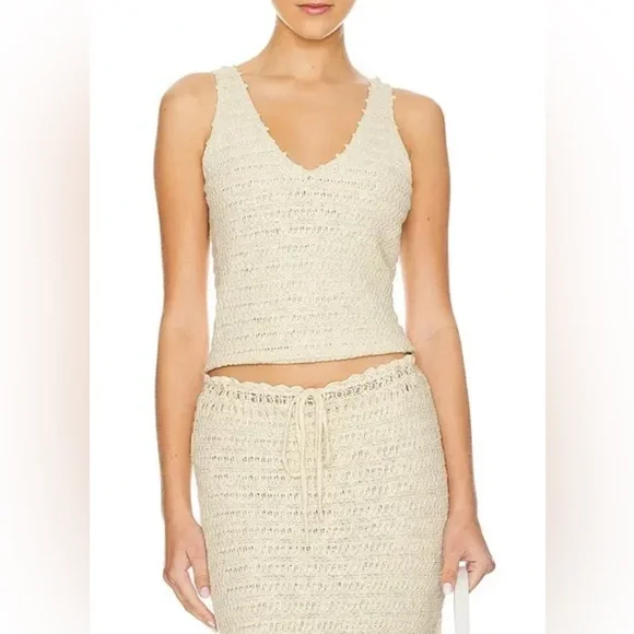 Rails Cotton Crochet Knit Tank Top- Oat - Picture 12 of 15